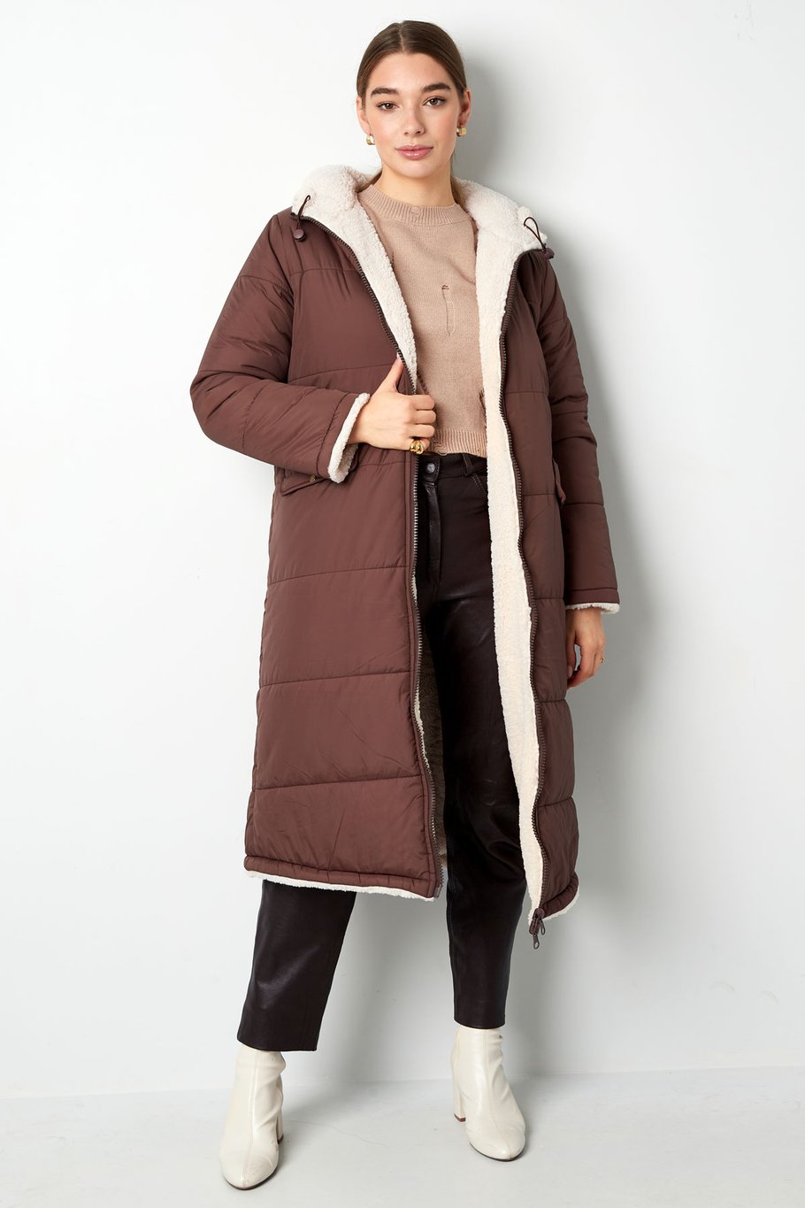 Langer Nylonmantel - Braun - S Bild10
